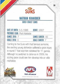 2011 Select AFL Champions #84 Nathan Krakouer Back